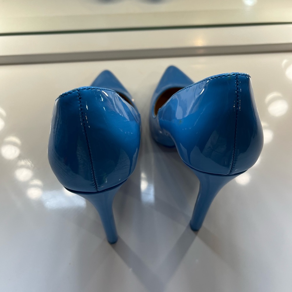 Blue patent stiletto 4 inch heels,slip on,pumps, pointy toe,size 7 - Picture 6 of 10